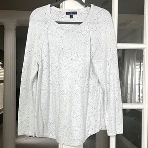 Karen Scott size L, white sweater with black speckles